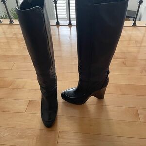 Black Leather Knee-High Boots